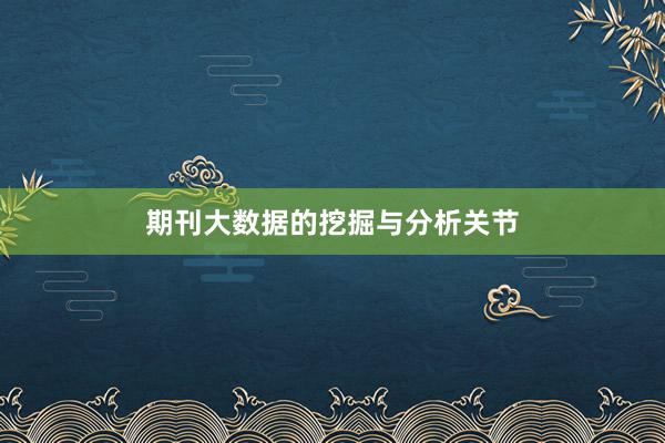 期刊大数据的挖掘与分析关节